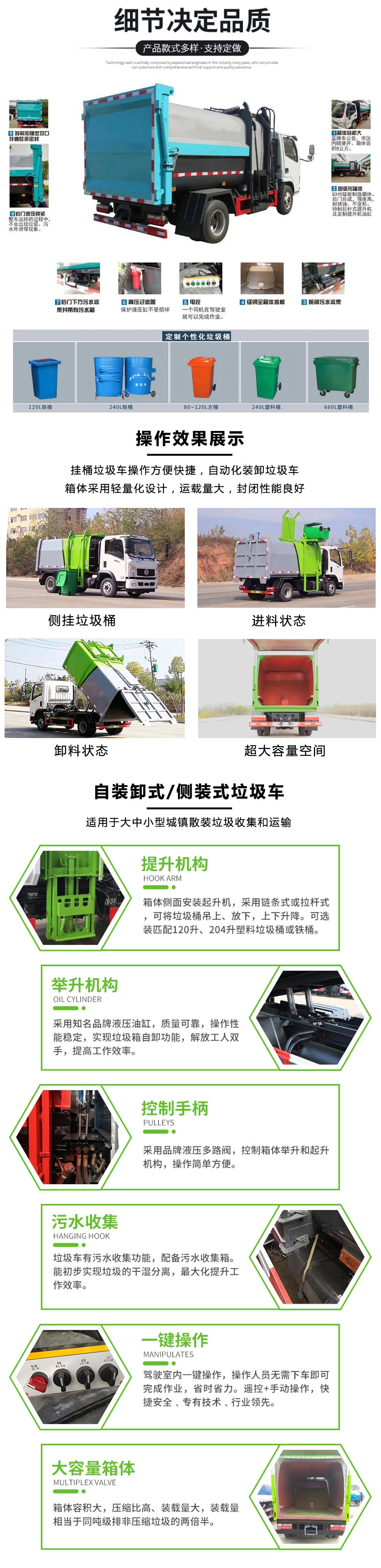 國六3-4方 藍牌東風(fēng)途逸 掛桶垃圾車